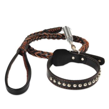Pet beibei Leather Dog Leash Collar Set Medium Large M pu collar adjustment range (35-45cm) recommended 10.00 kg-20.00 kg Piece