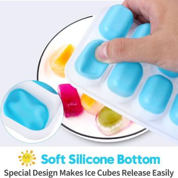 14 Cube Silicone Ice Tray with Lid Yellow Set