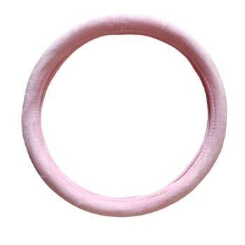 Short Plush Steering Wheel Cover 38cm Pink short plush steering wheel cover