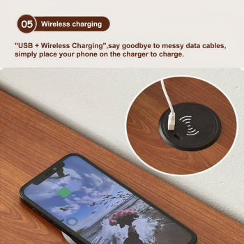 Bedside Table with Wireless Charging Station,LED Nightstand with Open Storage Drawers for Small Cats and Dogs Bed, Cozy Home for Living Room, Bedroom, Office, Sofa Side
