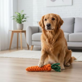 Durable Carrot-Shaped Cotton Rope Dog Toy for Interactive Play, Chewing, and Dental Health – Fun Tug-of-War and Fetch Toy for Medium to Large Breeds
