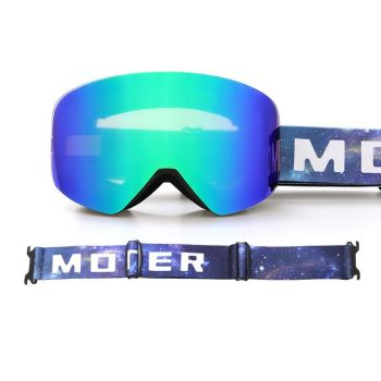 Magnetic Cylindrical Ski Goggles with UV400 Anti-Fog Dual-Lens, Impact-Resistant TPU Frame, Interchangeable Lens for Snow Sports, Includes Protective Case & Black Storage Bag (Purple(NoLogo))