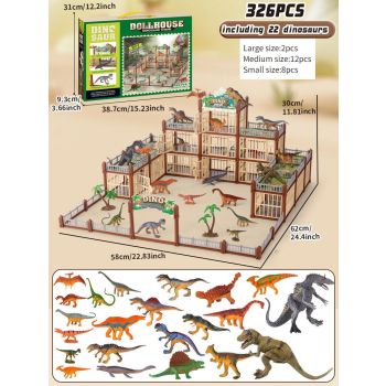 DIY Jurassic Theme Park Building Set for Kids, Creative Dinosaur Arena Toy with Realistic Dinosaurs and Palm Trees, Educational Playset for Ages 3+ to Build and Explore (326PCS, Green)