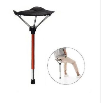 Ultra-Portable Folding Stool with Adjustable Height, Featherlight 340g Design, Load-Bearing 125kg, Ideal for Outdoor Hiking, Camping, Queueing, and On-the-Go Seating Solutions (Black)