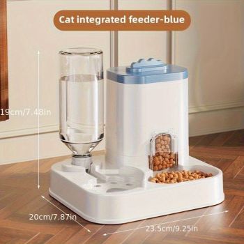 Automatic Pet Feeder and Water Dispenser Combo, 7-Day Capacity for Cats and Small Dogs, Self-Refilling Water Bowl with Gravity Flow, No Battery Needed, Modern White Design with Sturdy Base (Pink)
