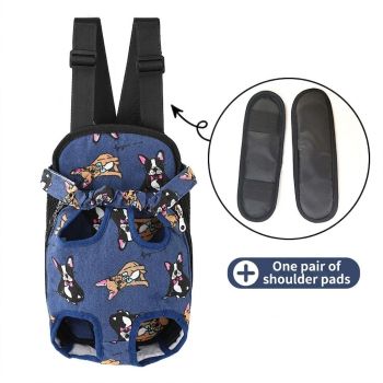 Portable Pet Front Chest Backpack for Small Dogs and Cats – Hands-Free Travel Carrier with Adjustable Straps, Breathable Mesh, and Padded Shoulder Pads for Comfortable Outdoor Adventures (L, Colorful)