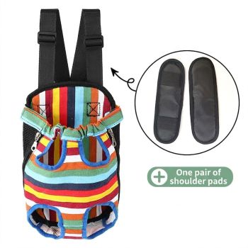 Portable Pet Front Chest Backpack for Small Dogs and Cats – Hands-Free Travel Carrier with Adjustable Straps, Breathable Mesh, and Padded Shoulder Pads for Comfortable Outdoor Adventures (L, Grey)