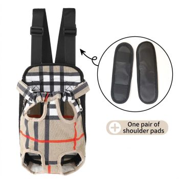 Portable Pet Front Chest Backpack for Small Dogs and Cats – Hands-Free Travel Carrier with Adjustable Straps, Breathable Mesh, and Padded Shoulder Pads for Comfortable Outdoor Adventures (L, MultiColor)