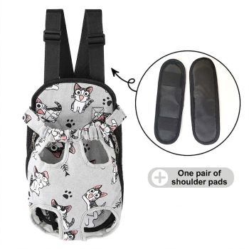 Portable Pet Front Chest Backpack for Small Dogs and Cats – Hands-Free Travel Carrier with Adjustable Straps, Breathable Mesh, and Padded Shoulder Pads for Comfortable Outdoor Adventures (L, Navy)