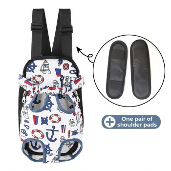 Portable Pet Front Chest Backpack for Small Dogs and Cats – Hands-Free Travel Carrier with Adjustable Straps, Breathable Mesh, and Padded Shoulder Pads for Comfortable Outdoor Adventures (M, Blue)