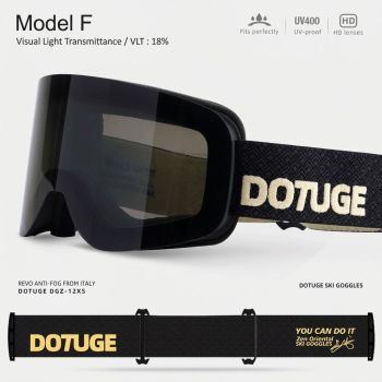DOTUGE DGZ-12XS Ski Goggles with Italian REVO Coated Dual-Layer Anti-Fog Lens, UV400 Protection, Large Cylindrical Wide View, Compatible with Prescription Glasses, for Skiing and Snow Sports (A)