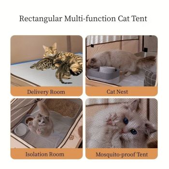 Foldable Pet Playpen with Zippered Top, Portable Cat Whelping Box & Puppy Kennel for Indoor/Outdoor Use, Easy Assembly, Multi-Functional Tent for Small Pets (Brown-L)