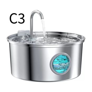 304 Stainless Steel 3.2L Pet Water Fountain with Triple Filtration, Ultra-Quiet Pump, and Dishwasher-Safe Design for Cats and Small Dogs (C2)
