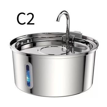 304 Stainless Steel 3.2L Pet Water Fountain with Triple Filtration, Ultra-Quiet Pump, and Dishwasher-Safe Design for Cats and Small Dogs (C3)