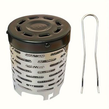 Portable Stainless Steel Camping Heater for Outdoor Cooking and Warming – Perfect for Tent, Snow, Ice Fishing, and Backpacking Trips with Detachable Handle (Silver)