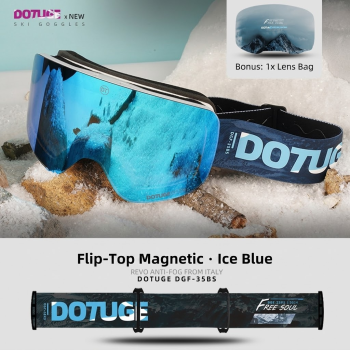 DOTUGE Magnetic Flip-Up Ski Goggles with Dual Frame Design, Anti-Fog HD Lens, Impact-Resistant TPU Frame, and Adjustable Strap for Winter Snow Sports (DreamPurple)