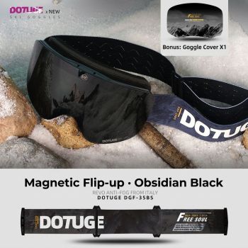 DOTUGE Magnetic Flip-Up Ski Goggles with Dual Frame Design, Anti-Fog HD Lens, Impact-Resistant TPU Frame, and Adjustable Strap for Winter Snow Sports (IceBlue)