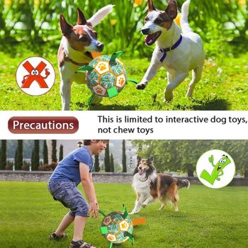 Interactive Dog Soccer Ball Toy with Bite-Resistant PU Surface and Durable Nylon Straps for Fetch, Tug, and Play in Indoor or Outdoor Settings (L)