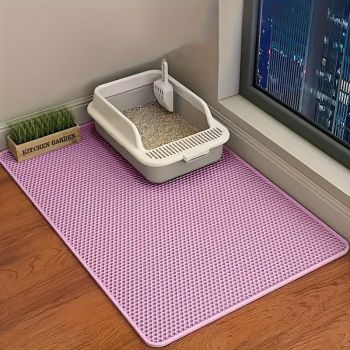 Double-Layer Honeycomb Cat Litter Mat – Waterproof, Slip-Resistant, Leak-Proof, and Easy-Clean Pet Mat for Litter Box Area, Odor-Free and Durable with 6 Vibrant Colors Available (L, GrassGreen)