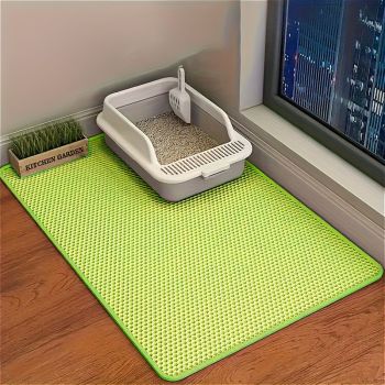 Double-Layer Honeycomb Cat Litter Mat – Waterproof, Slip-Resistant, Leak-Proof, and Easy-Clean Pet Mat for Litter Box Area, Odor-Free and Durable with 6 Vibrant Colors Available (XL, Black)