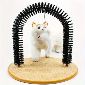 Cat Arch Groomer & Self-Scratching Toy – Interactive Massage, Brushing, and Play Station with Hanging Catnip Mouse for Indoor Cats