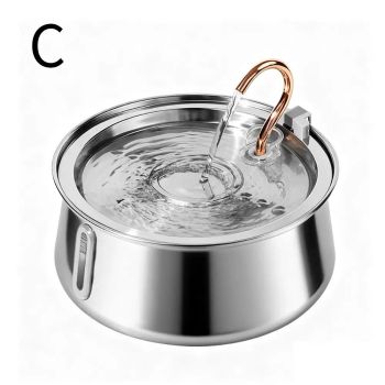 304 Stainless Steel Automatic Pet Water Fountain, 4L Cat Water Dispenser with Transparent Window, Dual Flow Modes, Activated Carbon Filter, Low Noise USB Pump for Indoor Cats and Dogs (A)