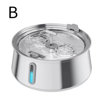 304 Stainless Steel Automatic Pet Water Fountain, 4L Cat Water Dispenser with Transparent Window, Dual Flow Modes, Activated Carbon Filter, Low Noise USB Pump for Indoor Cats and Dogs (C)
