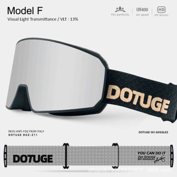 DOTUGE DGZ-Z11 Ski Goggles with Italian REVO Coating, Anti-Fog Dual-Layer HD Lens, UV400 Protection, Cylindrical Design for Skiing, Snowboarding, and Winter Outdoor Sports (A)