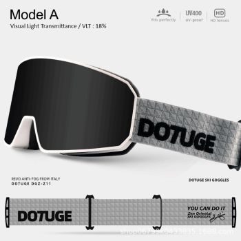DOTUGE DGZ-Z11 Ski Goggles with Italian REVO Coating, Anti-Fog Dual-Layer HD Lens, UV400 Protection, Cylindrical Design for Skiing, Snowboarding, and Winter Outdoor Sports (B)