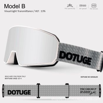 DOTUGE DGZ-Z11 Ski Goggles with Italian REVO Coating, Anti-Fog Dual-Layer HD Lens, UV400 Protection, Cylindrical Design for Skiing, Snowboarding, and Winter Outdoor Sports (C)