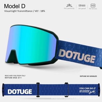 DOTUGE DGZ-Z11 Ski Goggles with Italian REVO Coating, Anti-Fog Dual-Layer HD Lens, UV400 Protection, Cylindrical Design for Skiing, Snowboarding, and Winter Outdoor Sports (E)