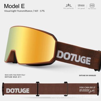 DOTUGE DGZ-Z11 Ski Goggles with Italian REVO Coating, Anti-Fog Dual-Layer HD Lens, UV400 Protection, Cylindrical Design for Skiing, Snowboarding, and Winter Outdoor Sports (F)