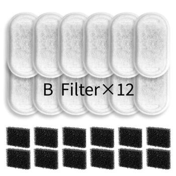 Replacement Pet Water Fountain Filter Kit with Runway Filter, Round Foam, and Square Activated Carbon Pad for Clean, Fresh Drinking Water for Cats and Dogs (A Filter×4)