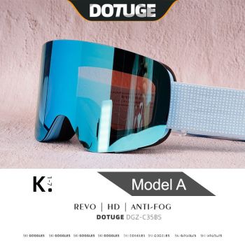 Magnetic Flip-Up Ski Goggles with Anti-Fog Cylindrical Lens for Snow Sports, Winter Hiking, and Mountain Climbing – Unisex Design for Clear Vision and Impact Protection (B)
