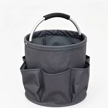 Foldable Carry-All Tote with Handle and Multiple Pockets – Portable Collapsible Laundry Basket for Outdoor Travel, Camping, Picnic, Beach, and Home Organization (Black)