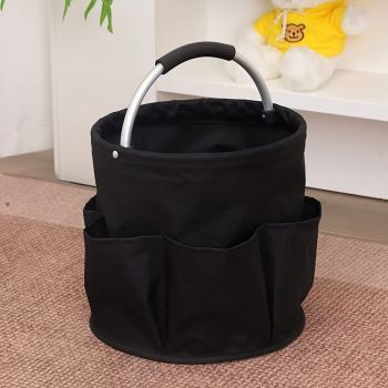 Foldable Carry-All Tote with Handle and Multiple Pockets – Portable Collapsible Laundry Basket for Outdoor Travel, Camping, Picnic, Beach, and Home Organization (Navy)
