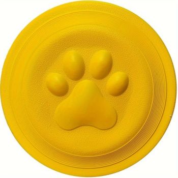 Soft Durable Dog Frisbee for Fetch, Tug, and Water Play – Non-Toxic Rubber Flying Disc with Paw Print Design, Perfect for Outdoor Training, Beach, and Pool Fun with Large, Medium, and Small Breeds (L, Orange)