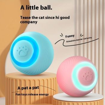 Interactive Rolling Cat Toy Ball with Automatic Movement, Bounce & Spin, USB Rechargeable for Indoor Play, Stimulates Hunting Instincts (Blue)