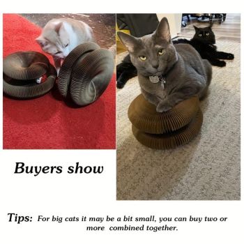 Transformable Magic Accordion Cat Scratcher Toy, Foldable Tunnel for Play and Rest, Interactive with Built-in Track Ball, for Indoor Cats (Brown)