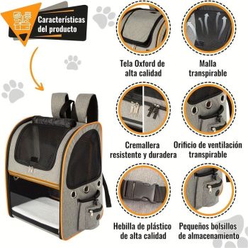 Foldable Expandable Pet Carrier Backpack for Cats and Small Dogs, Breathable Mesh Travel Carrier for Outdoor Adventures and Vet Visits (Gray)