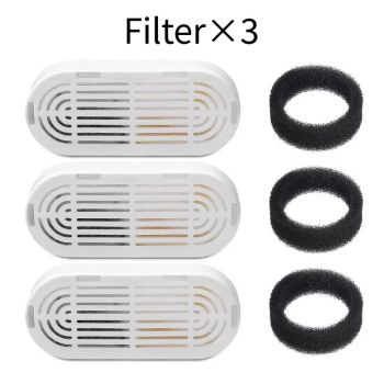 Replacement Filter Kit for Stainless Steel Pet Water Fountains – Activated Carbon & Ion-Exchange Resin 4-Layer Filtration, Removes Heavy Metals & Impurities, Compatible with Multiple Fountain Models (Filter×9)