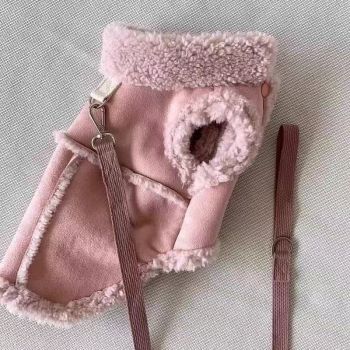 Cozy Pet Winter Vest with Leash Loop: Faux Suede & Plush Fleece Warm Coat for Small Dogs, Cats, and Puppies – Perfect for Autumn, Winter Walks, and Indoor Comfort (S, White)(Leash not included)