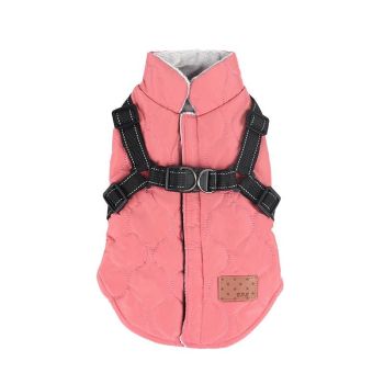 Premium Winter Dog Coat with Built-in Harness, Water-Resistant Puffer Vest for Small & Medium Breeds, Reflective Safety Straps, and Fleece Lining for Warmth and Outdoor Adventures (S, Beige)