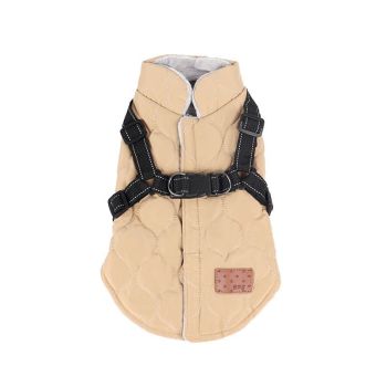 Premium Winter Dog Coat with Built-in Harness, Water-Resistant Puffer Vest for Small & Medium Breeds, Reflective Safety Straps, and Fleece Lining for Warmth and Outdoor Adventures (XL, Brown)