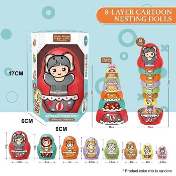 Stacking Cups Nesting Toy for Toddlers – Cute Animal Pattern, Colorful Rainbow Design, Early Learning Educational Play for Fine Motor Skills, Hand-Eye Coordination, and Spatial Reasoning (6Layers)
