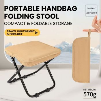 Ultra-Light Portable Folding Stool with Carry Handle – Compact Handbag-Style Camping Seat for Outdoor Adventures, Travel, Queuing, and Picnics, Heavy-Duty Aluminum Alloy Frame, Supports Up to 120kg (L, Green)