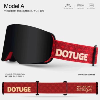 DOTUGE DGZ-Z19XS Series Ski Goggles with Magnetic Quick-Change Lens, Double-Layer Anti-Fog UV400 HD Coated Lenses, Compatible with Prescription Glasses, for Snow Sports, Climbing, and Mountain Adventures (B)