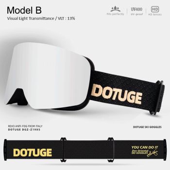 DOTUGE DGZ-Z19XS Series Ski Goggles with Magnetic Quick-Change Lens, Double-Layer Anti-Fog UV400 HD Coated Lenses, Compatible with Prescription Glasses, for Snow Sports, Climbing, and Mountain Adventures (C)