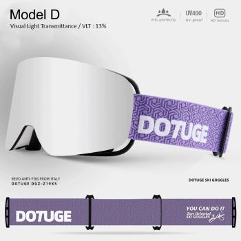 DOTUGE DGZ-Z19XS Series Ski Goggles with Magnetic Quick-Change Lens, Double-Layer Anti-Fog UV400 HD Coated Lenses, Compatible with Prescription Glasses, for Snow Sports, Climbing, and Mountain Adventures (E)