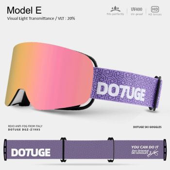 DOTUGE DGZ-Z19XS Series Ski Goggles with Magnetic Quick-Change Lens, Double-Layer Anti-Fog UV400 HD Coated Lenses, Compatible with Prescription Glasses, for Snow Sports, Climbing, and Mountain Adventures (F)